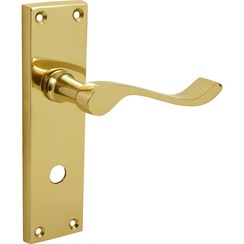 New 4 X Door Furniture Victorian Scroll Brass Handle Bathroom 2